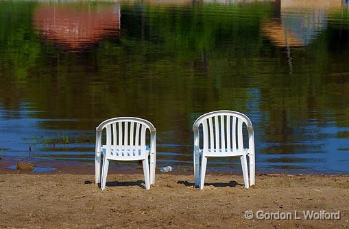 Two Chairs On A Beach_49741.jpg - Photographed on the north shore of Lake Superior in Ontario, Canada.